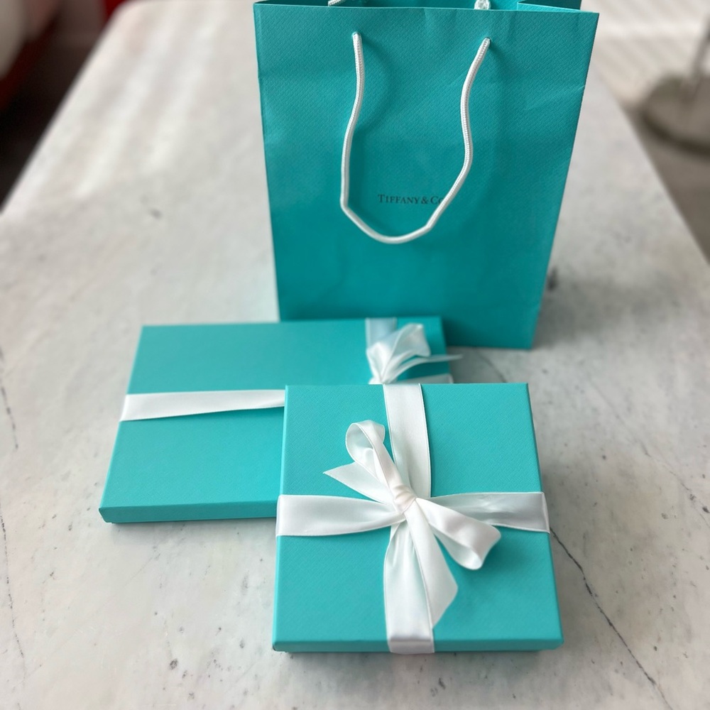 Authentic Tiffany & Co. Packaging Lot | 2 Small Flat Boxes & 1 Bag
